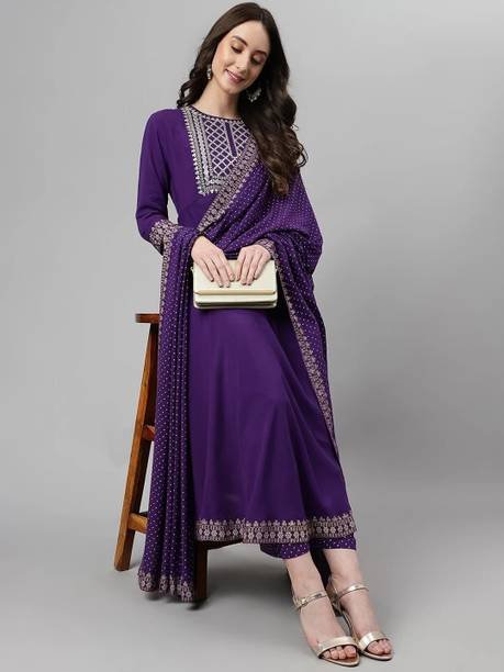 Women Viscose Rayon Kurta Palazzo Dupatta Set