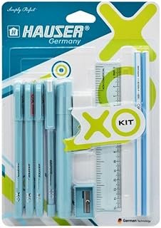 Hauser XO Writing Stationery Kit | A Complete Writing Kit | Gift Set for Kids Students & Office | Combination Set of 10 - Color May Vary