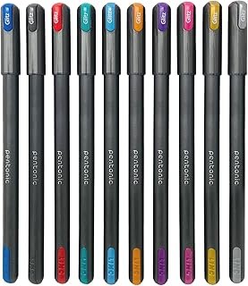 Pentonic Glitz 1.0 mm Multicolor Glitter Gel Pen | Multicolor Ink, Set Of 10 Pcs