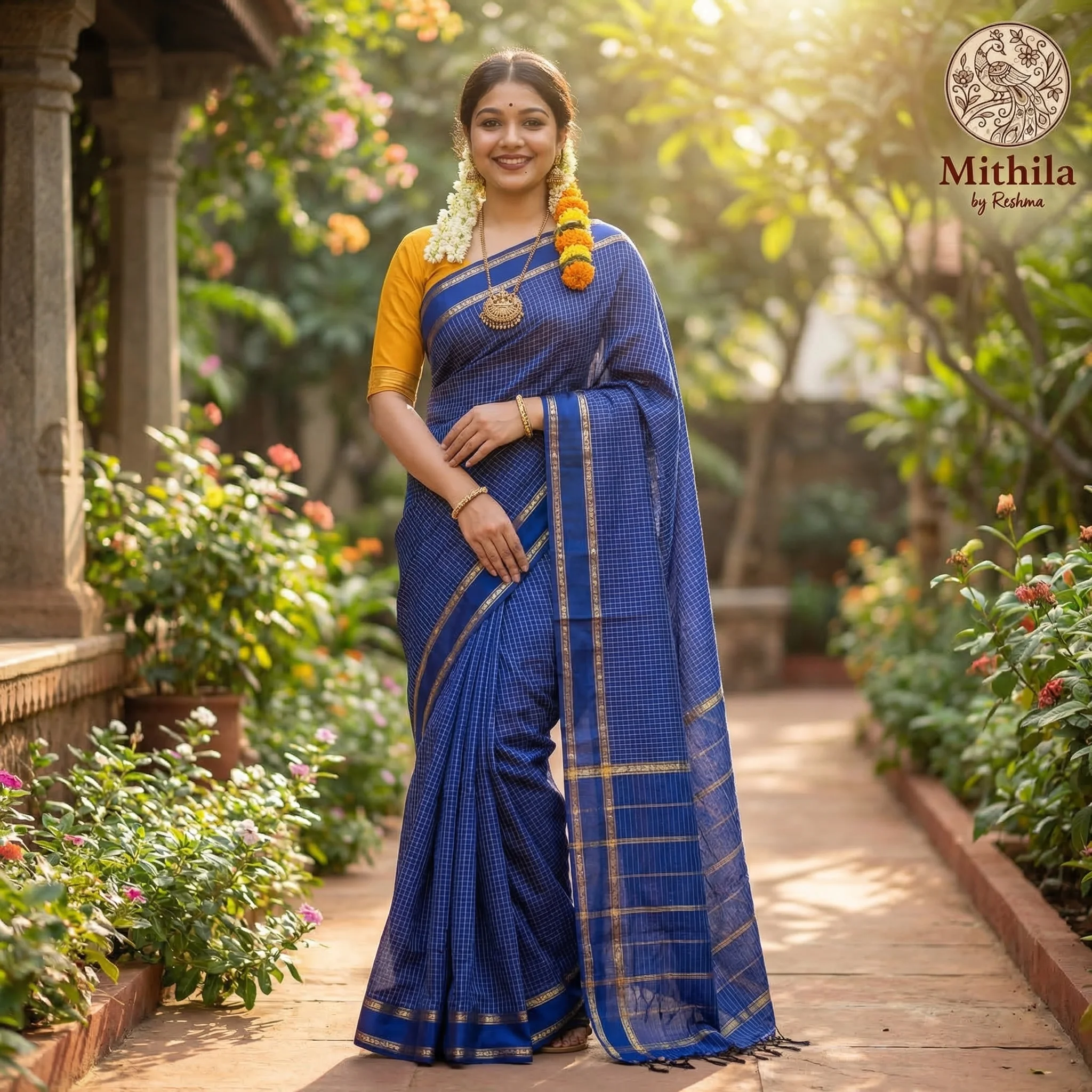 Mangalya Checked Cotton Saree